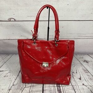 Witchery Red Patent Leather Tote Bag Shoulder Handbag Large Statement Purse